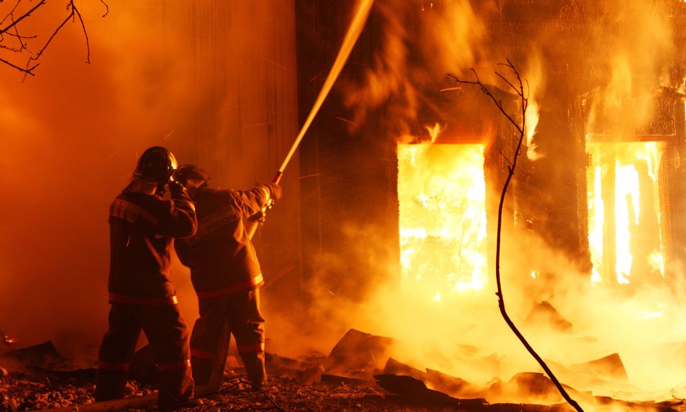 Firefighters extinguishing a fire