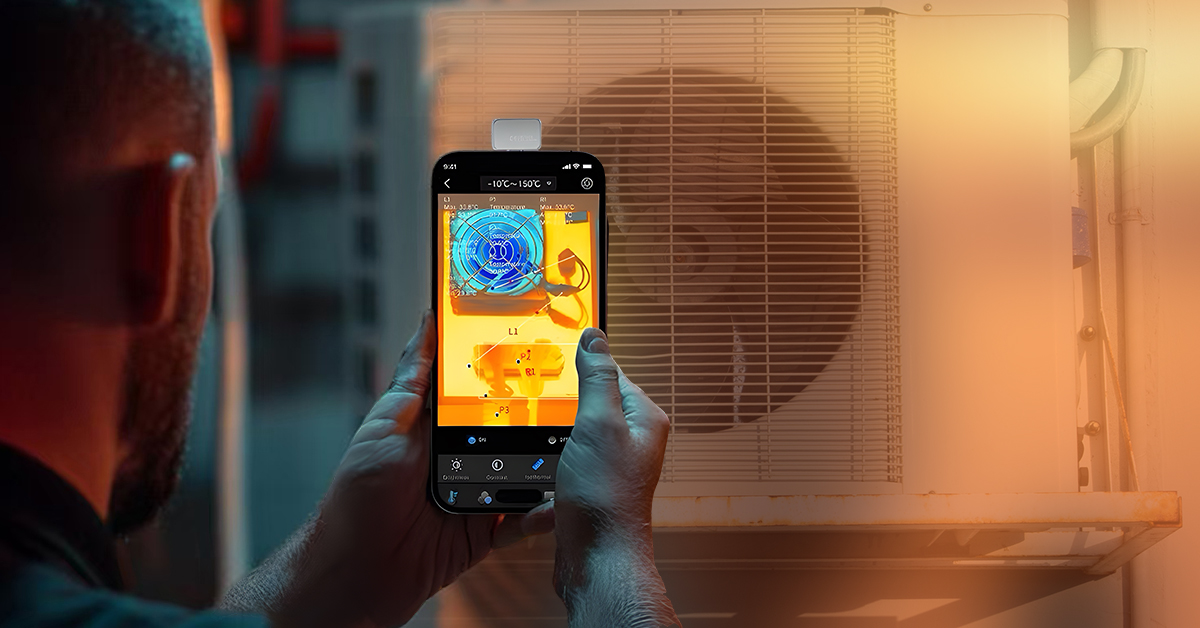 Using a mobile phone thermal imager to inspect air conditioner outdoor units