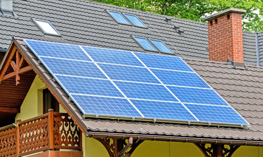 Solar panels on the roof