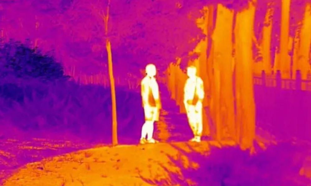 Thermal images of two people