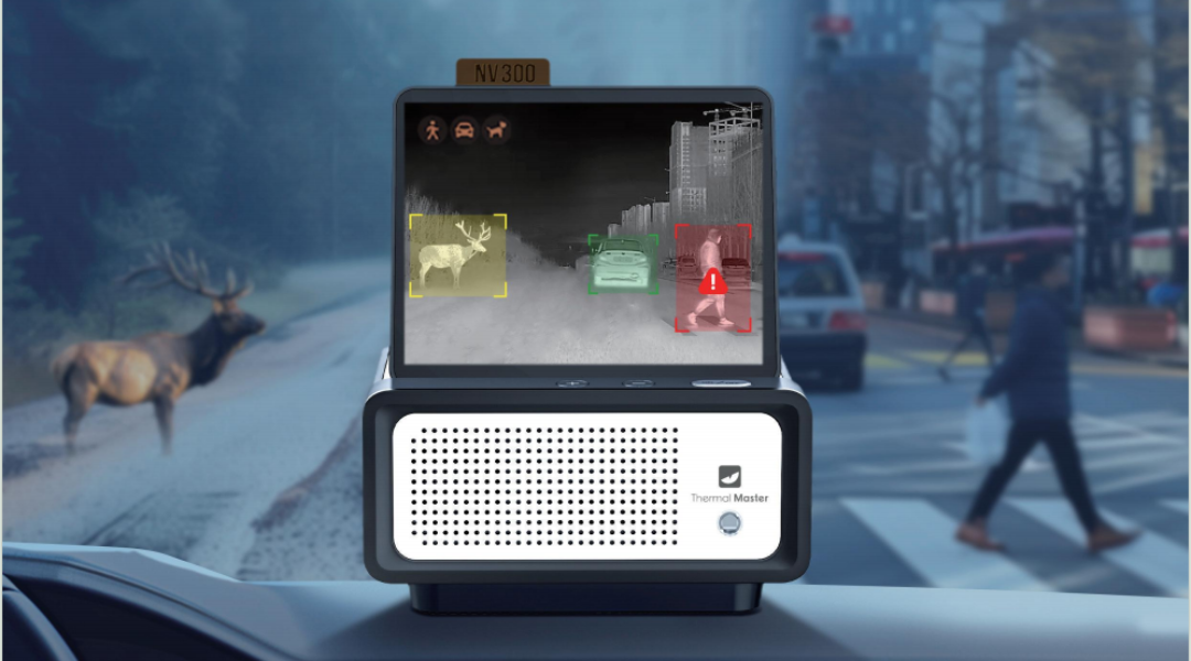 Using a thermal imaging night vision device in a vehicle