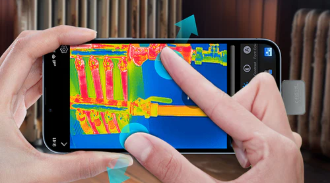 Using a mobile phone thermal imager to inspect pipes