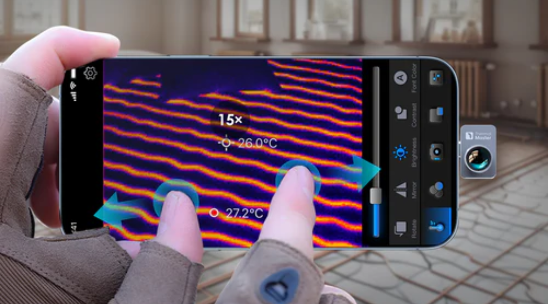 Using a mobile phone thermal imager to inspect floor heating