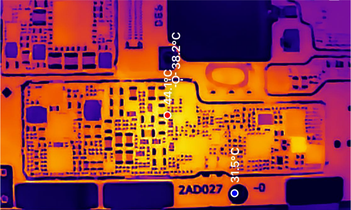 Thermal image of a circuit board