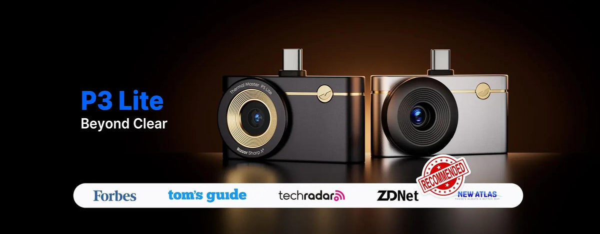 Thermal Master P3 Lite thermal cameras featured by Forbes, Tom’s Guide, TechRadar, ZDNet, and New Atlas.