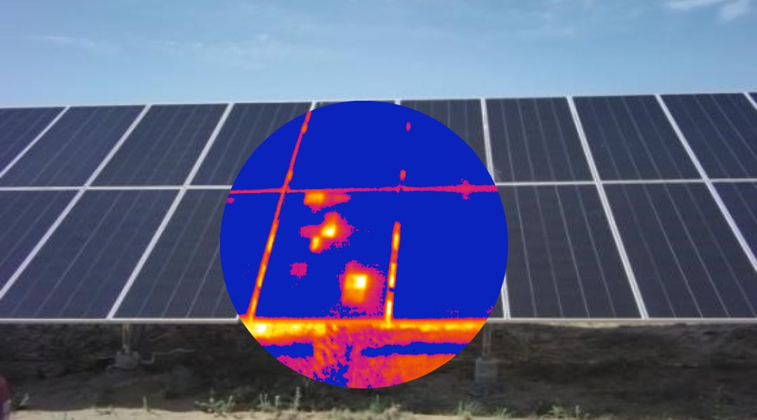 Thermal imaging cameras are used to inspect solar panels.