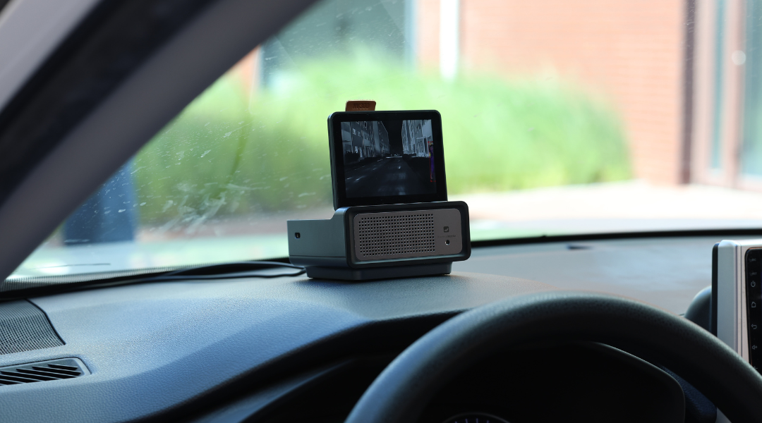 Using a night vision thermal camera in a car
