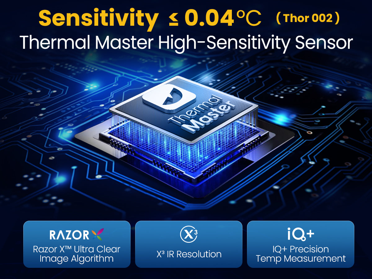 Thor002 with high sensitivity of 0.04℃ for precise thermal detection.